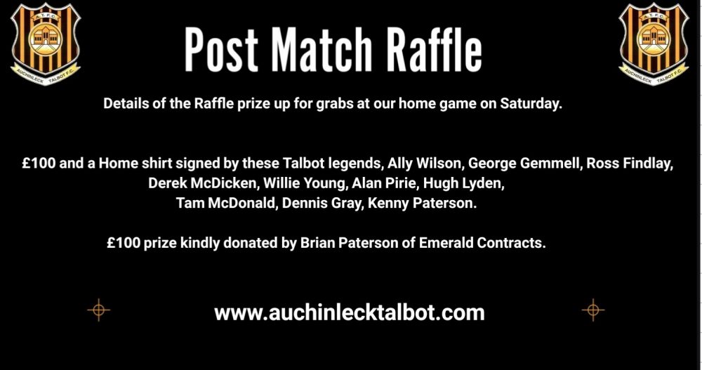 Talbot v Hurlford Post Match Raffle